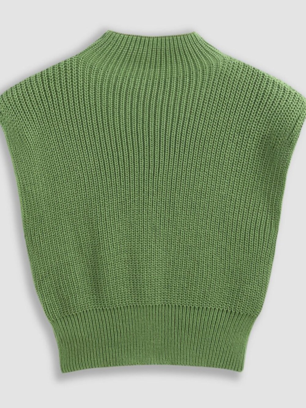 Cider Green Sleeveless Mock Neck Ribbed Knit Top S